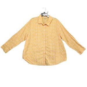 Candace Cameron Bure Orange White Eyelet Embroidered Button Up Shirt Women's 2X